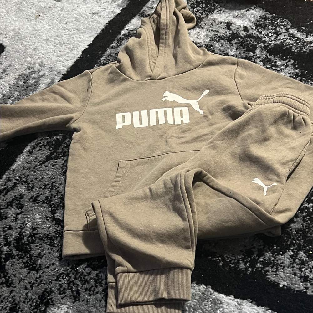 Puma Beige Hoodie and Sweatpants Set